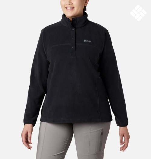 Women's Columbia Benton Springs 1/2 Snap Sweatshirts Black | Plus Size CA-P8306